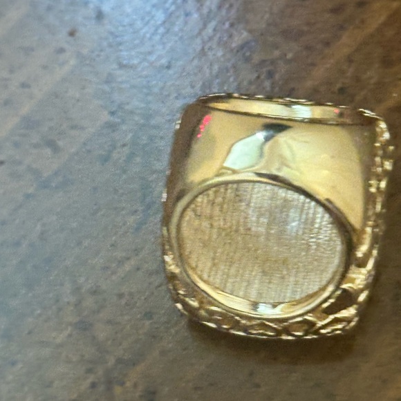 Teal Gold Cocktail Ring Size 7 - Picture 5 of 9